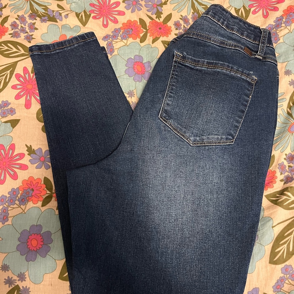 1822 Denim Dark Blue Slim Jeans soft stretch denim distressed style plus 16W - Picture 3 of 7